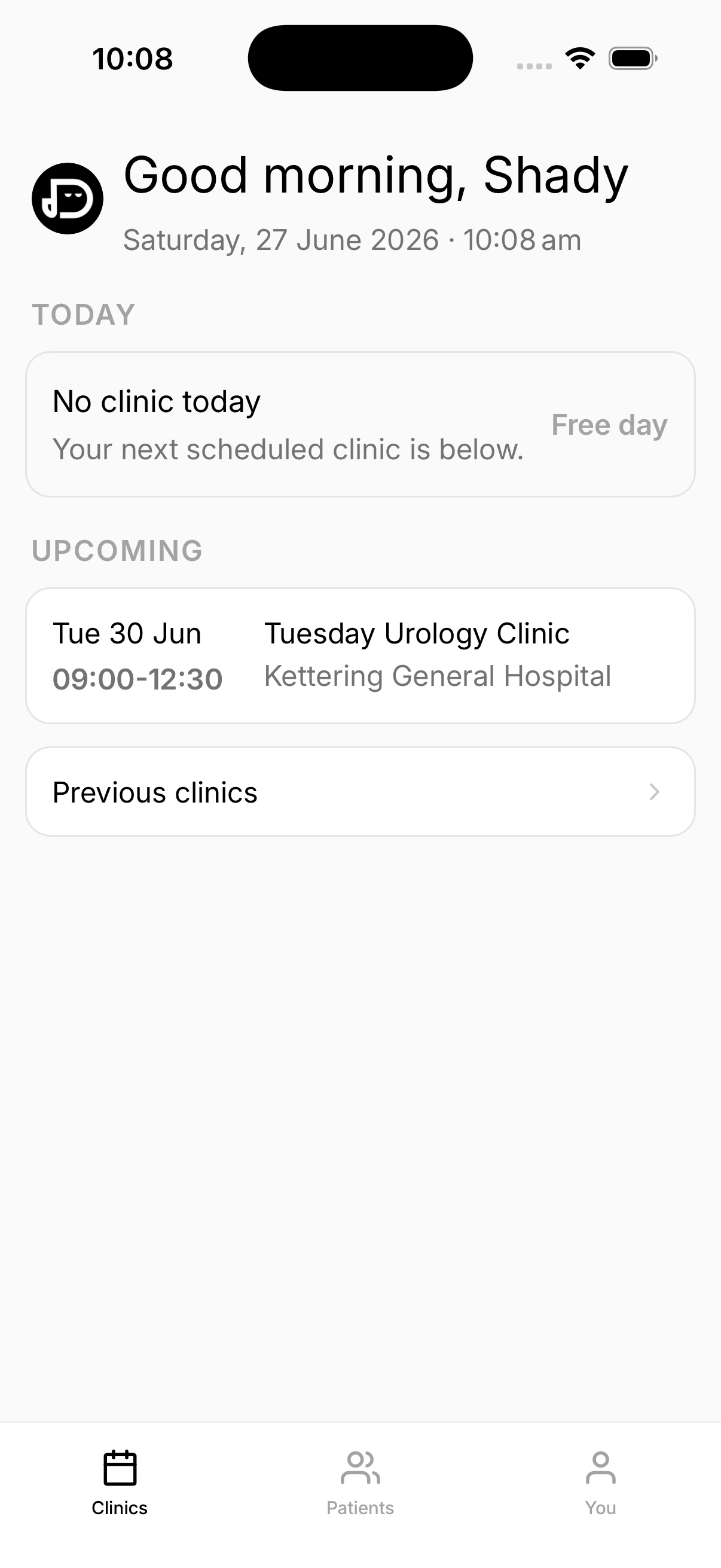 Docyment clinics home on a phone, carried into clinic